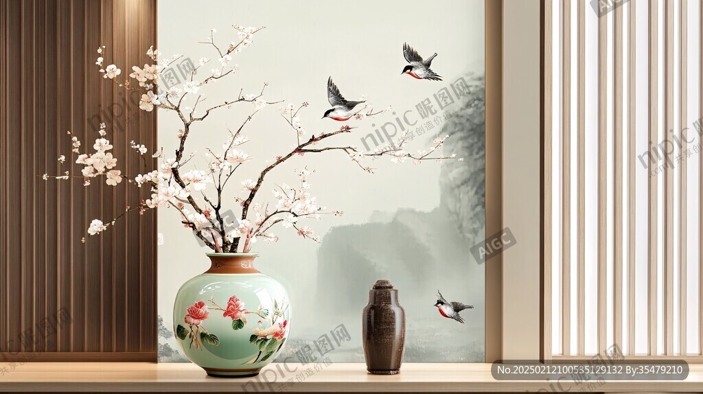 花鸟建筑新中式