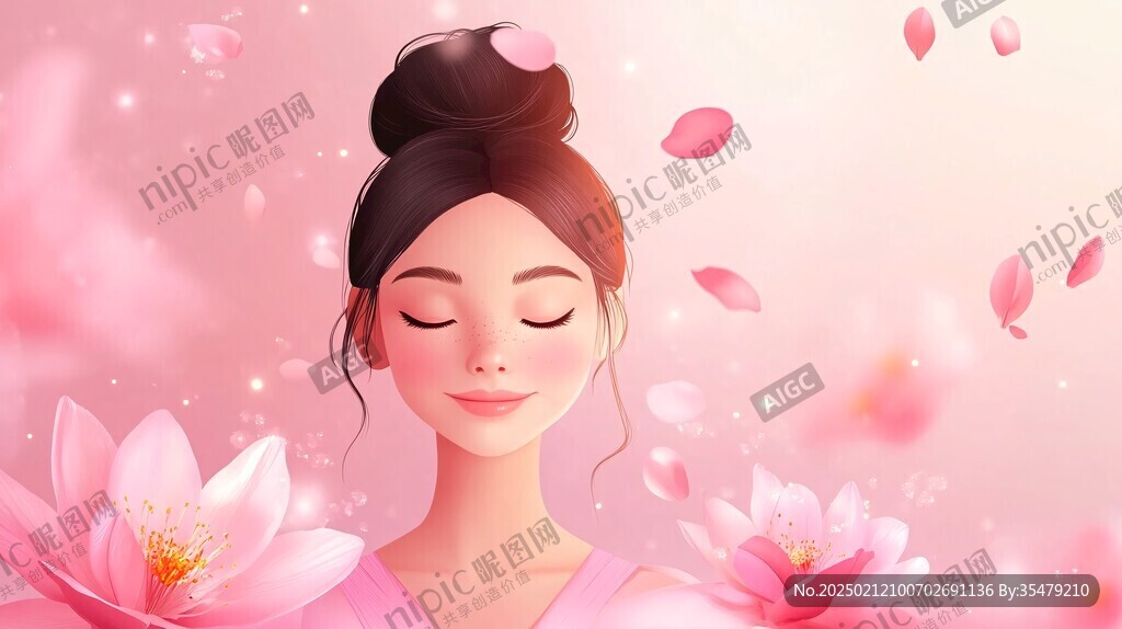 木棉花美女插画