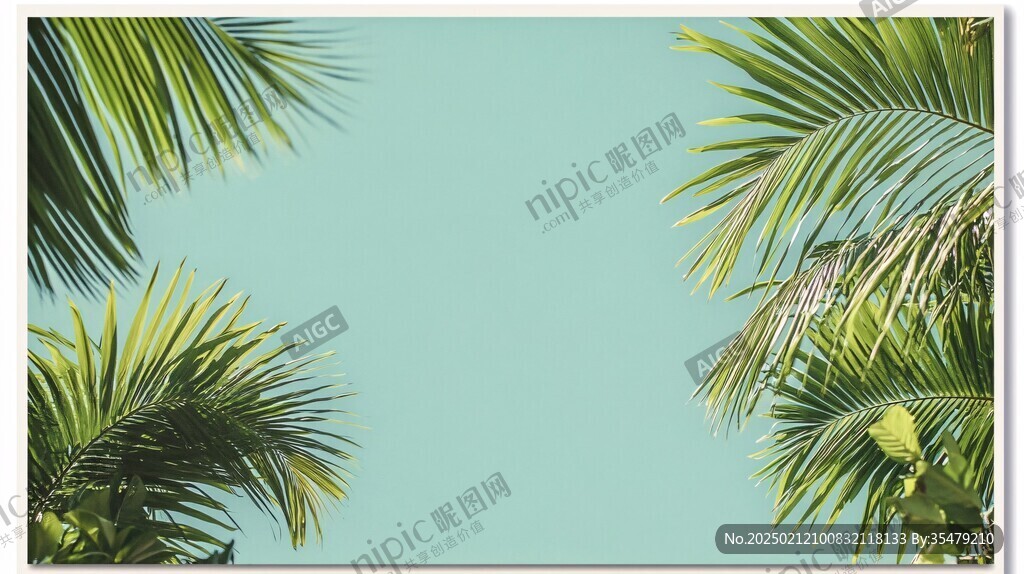 热带蒲葵叶简约背景
