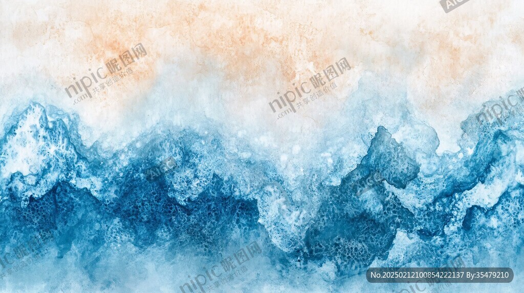 彩色水墨群山背景墙