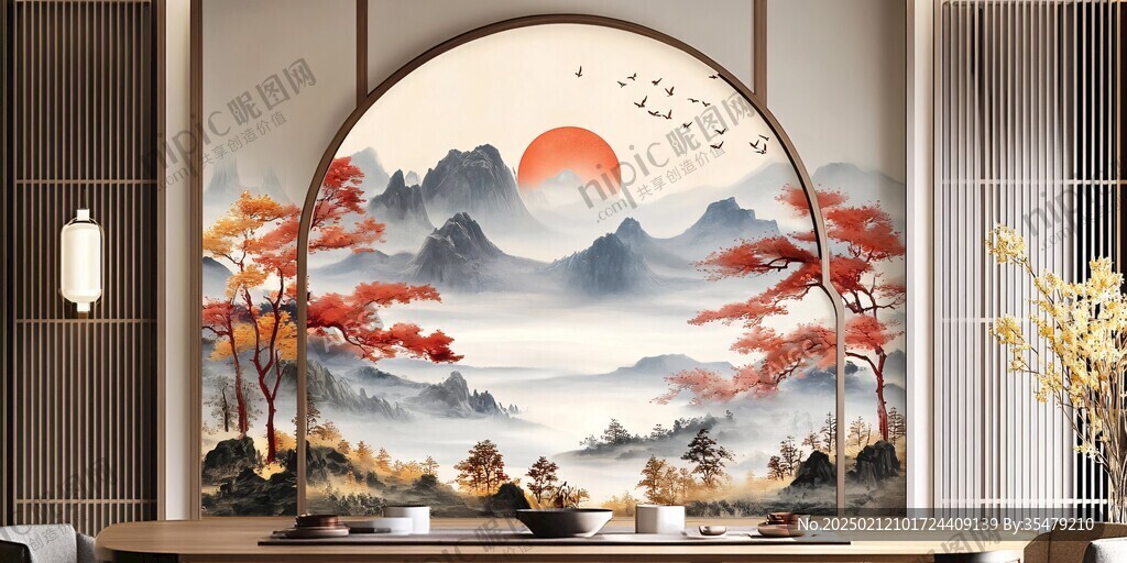 迎客松酒店客厅背景