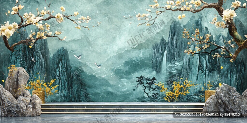 迎客松屏风背景