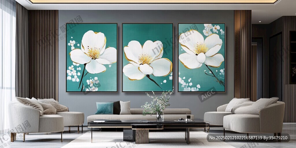 新中式花卉无框画