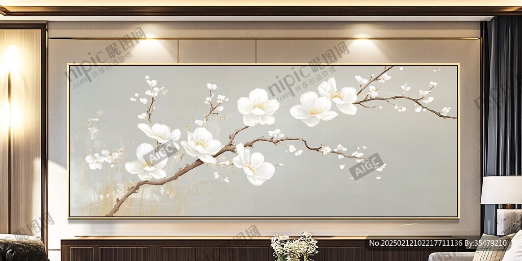 客厅装饰画梅花工笔画