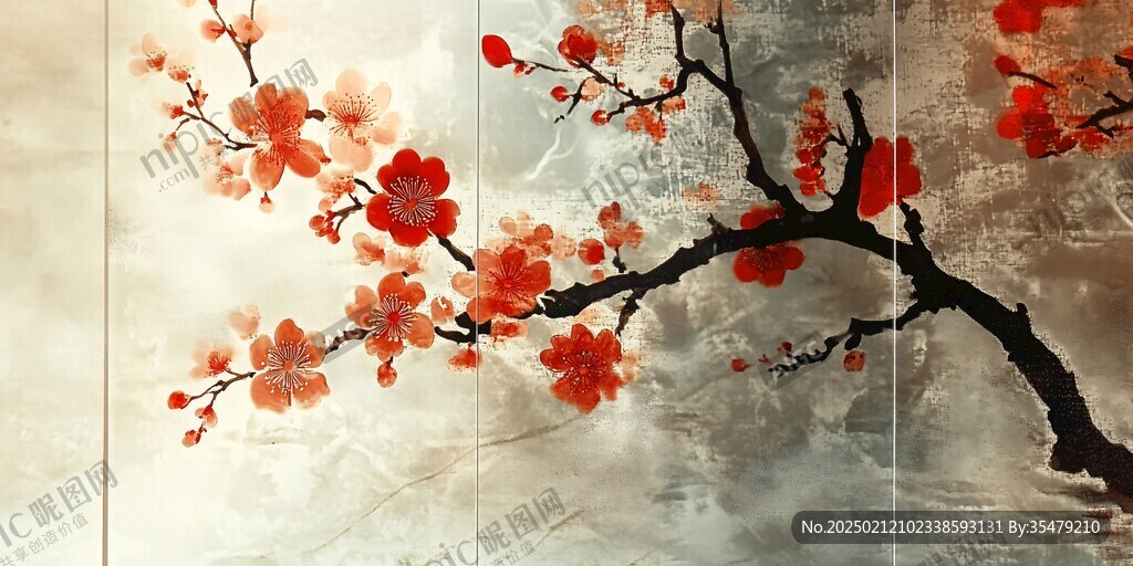 水彩梅花墙纸