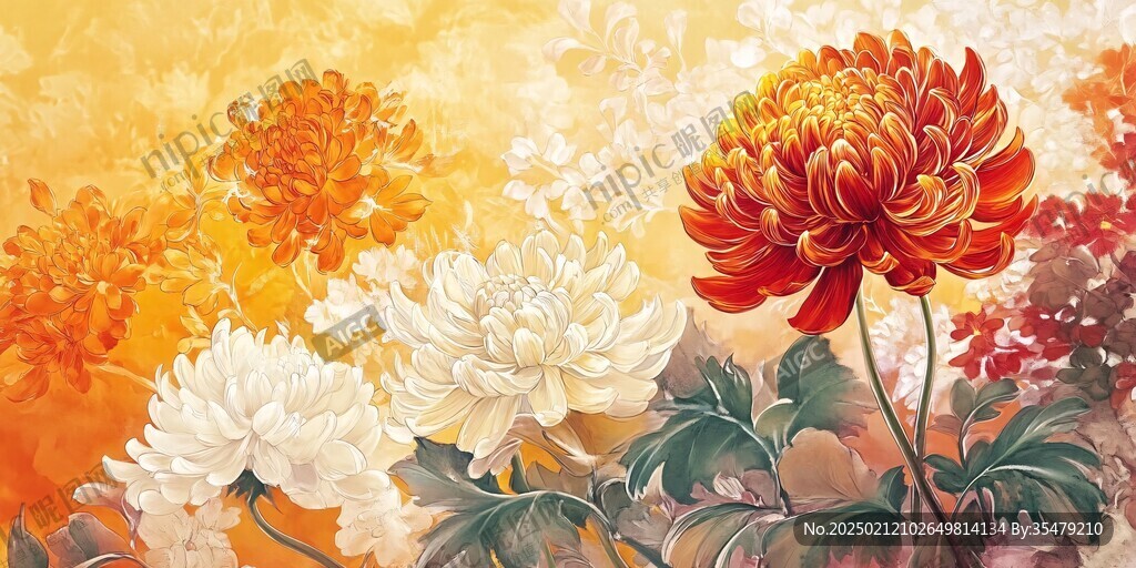 秋菊美景背景