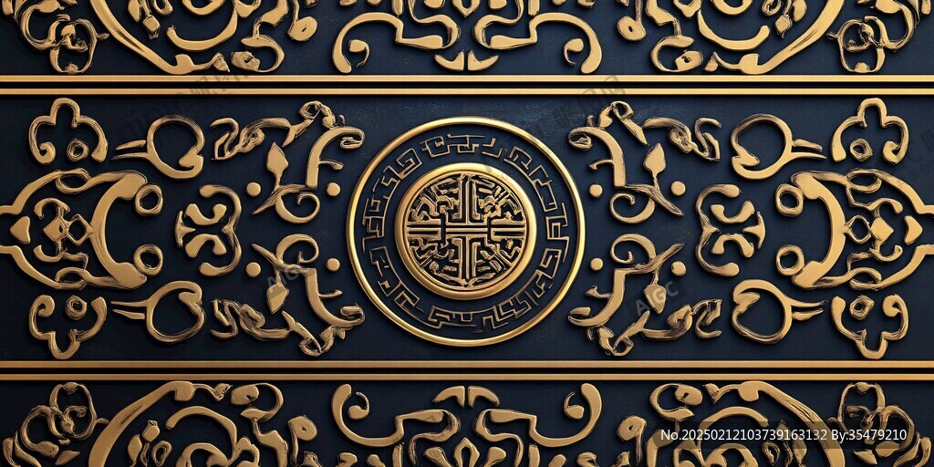 蒙古族喜图案设计金色