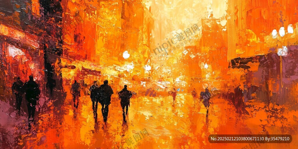 街道油画