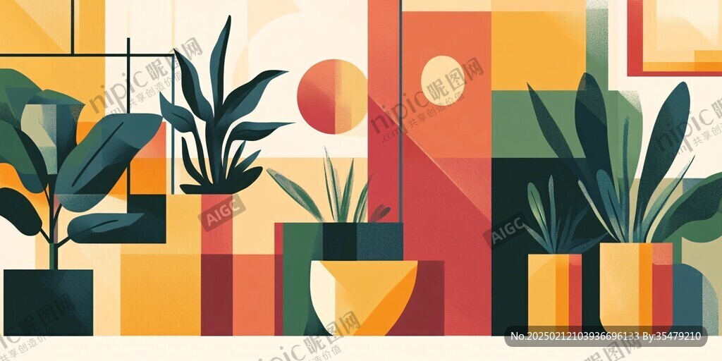 植物背景扁平插画