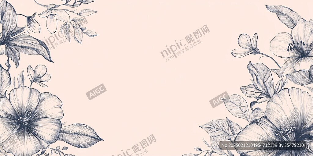 手绘花叶背景