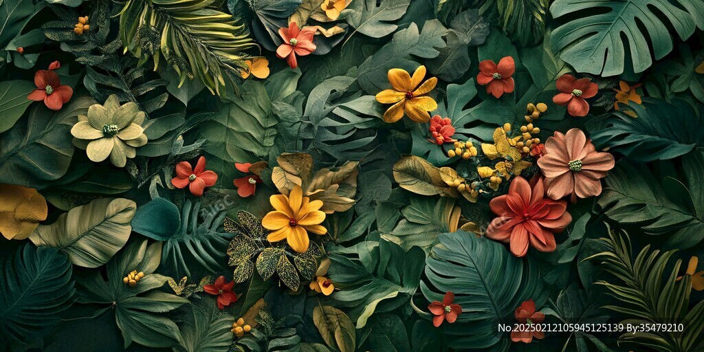 3d浮雕缤纷花卉