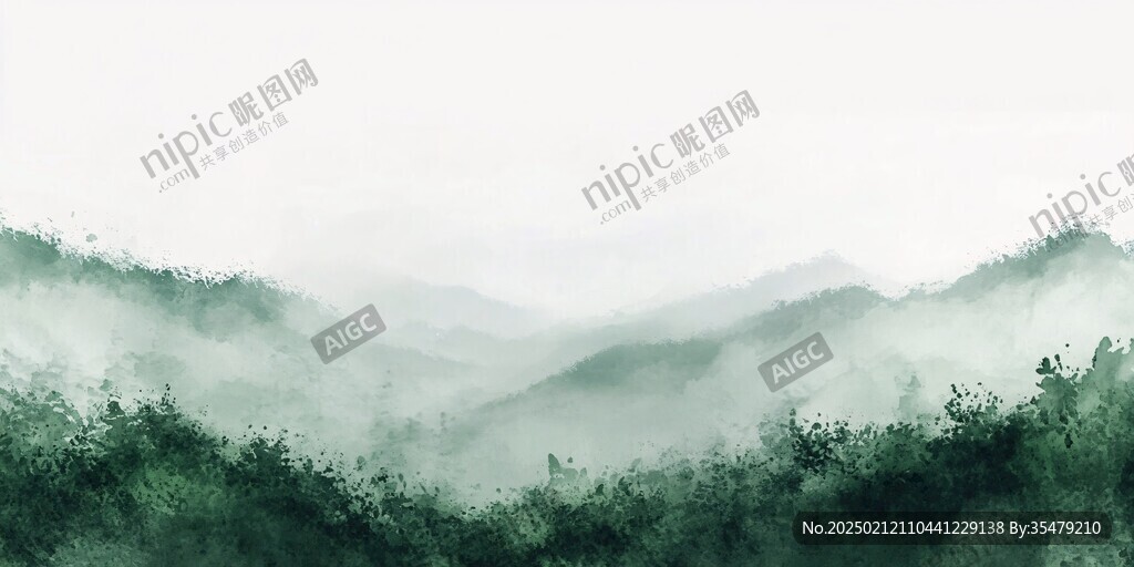 彩色水彩背景山水画