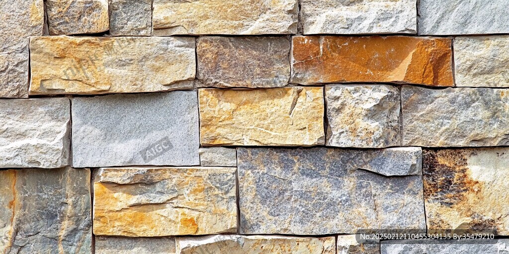 黄色石片装饰墙