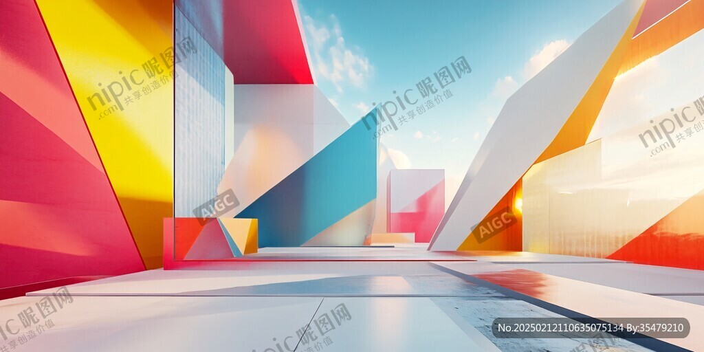 色块底纹建筑