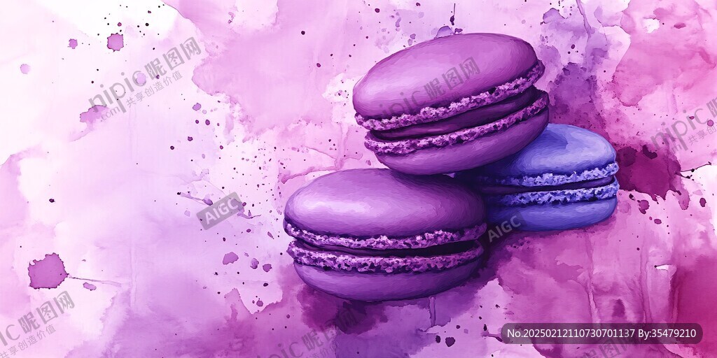 马卡龙水彩水墨装饰画