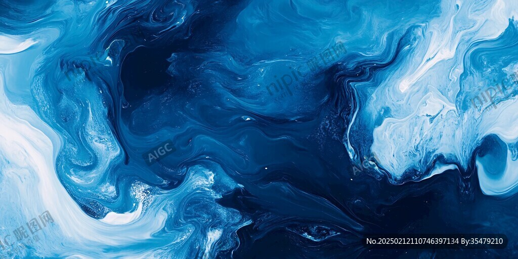 蓝色流体创意抽象画