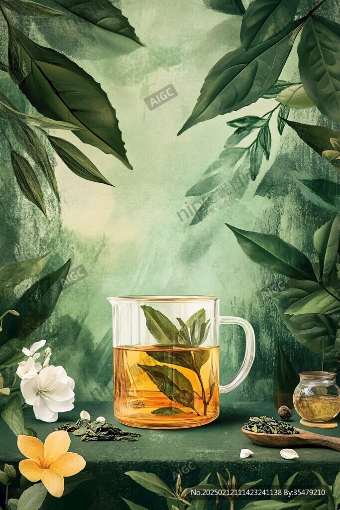 绿植背景饮料背景