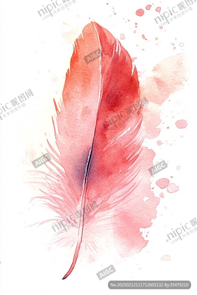 水彩红色花瓣画