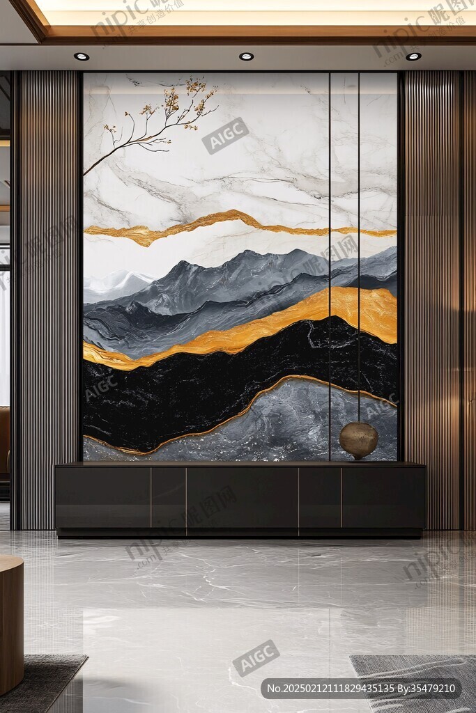 岩板山水画
