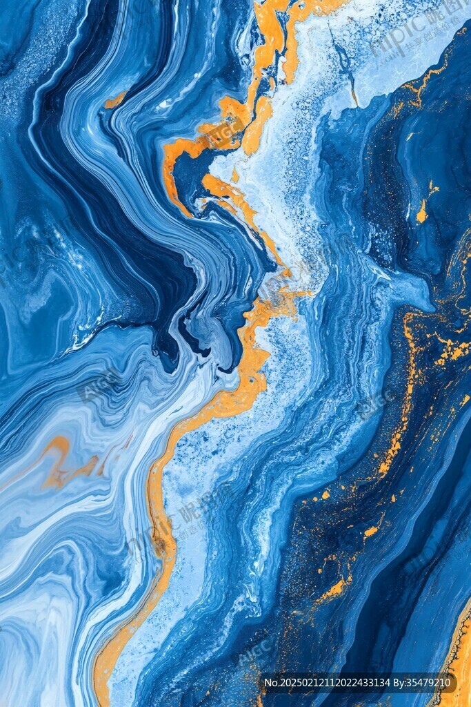 蓝色流体创意抽象画