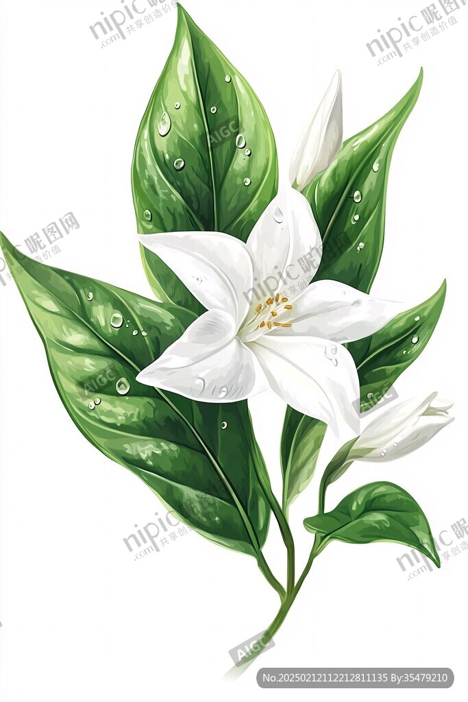 中草药百合插画