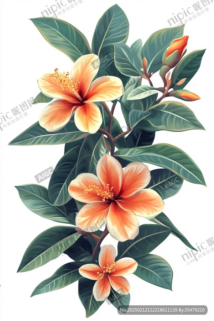 鸡蛋花工笔画