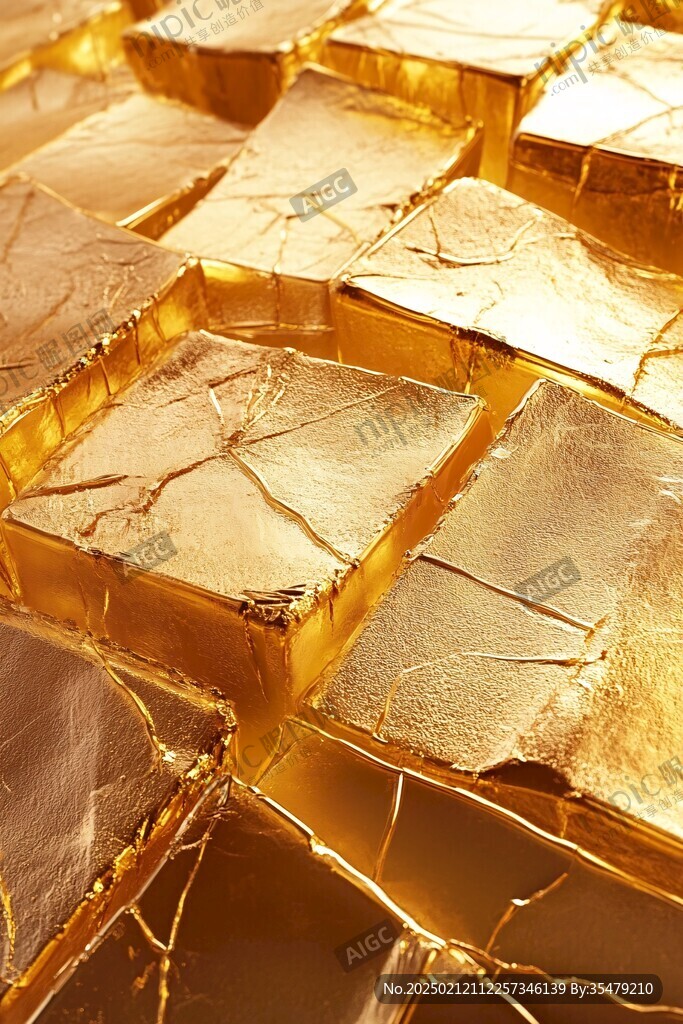 抽象箔金拼接色块