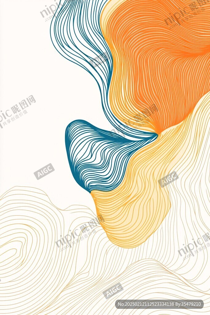 高端山水线包装插画