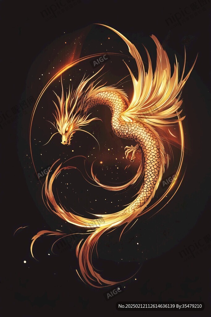 龙年红金渐变插画