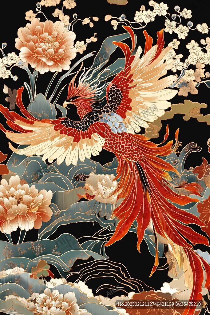 牡丹花凤凰