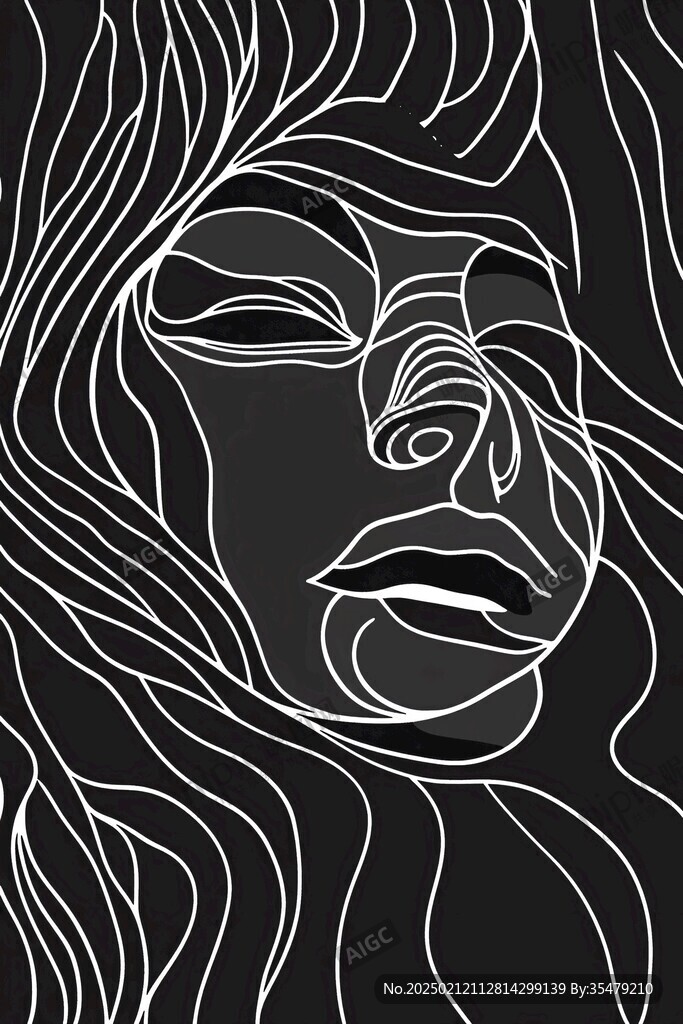 简约粗狂线条人物插画