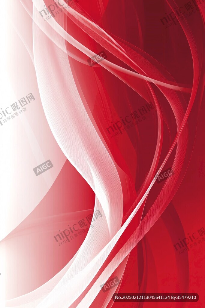 红色动感飘带科技背景