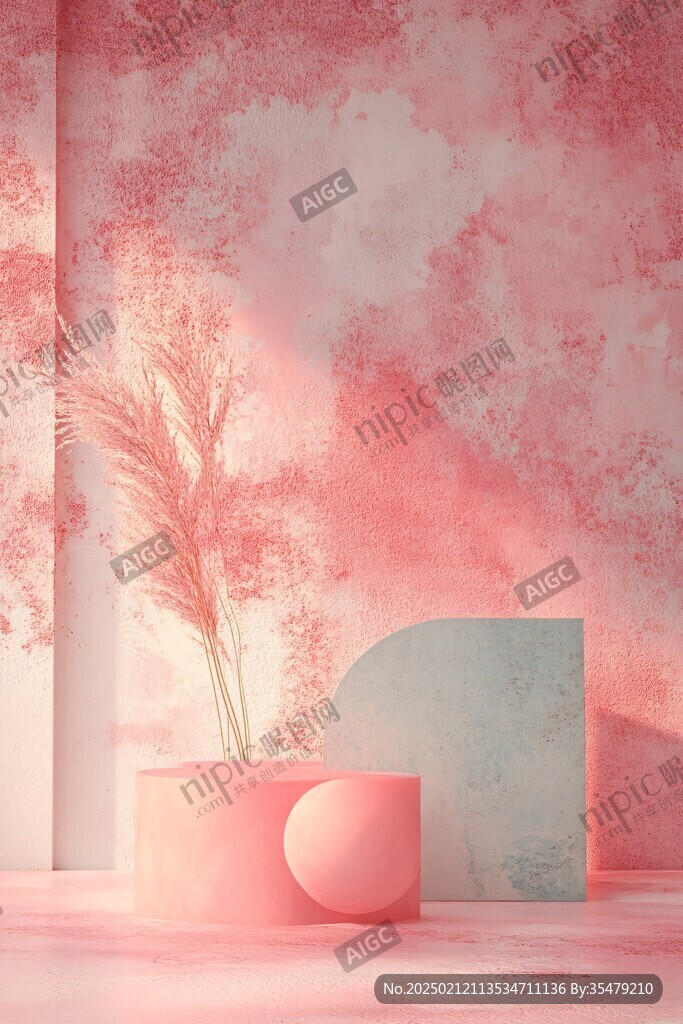 粉色的展示台