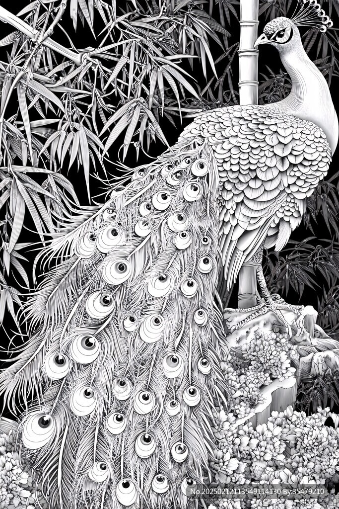 插画百鸟朝凤