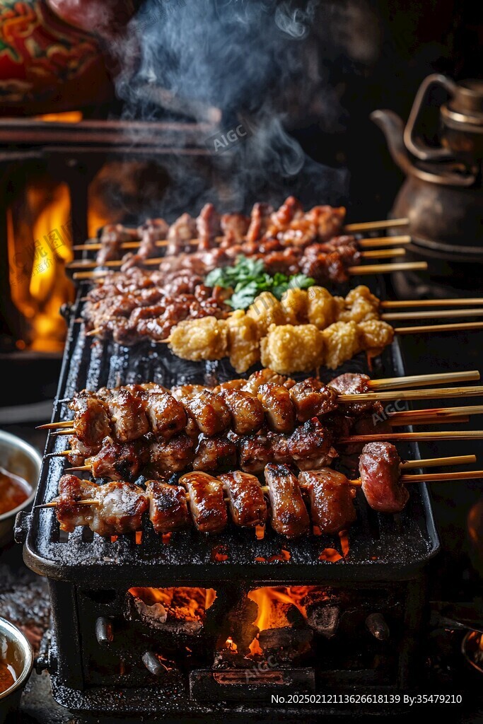 烧烤烤肉羊肉串牛肉串