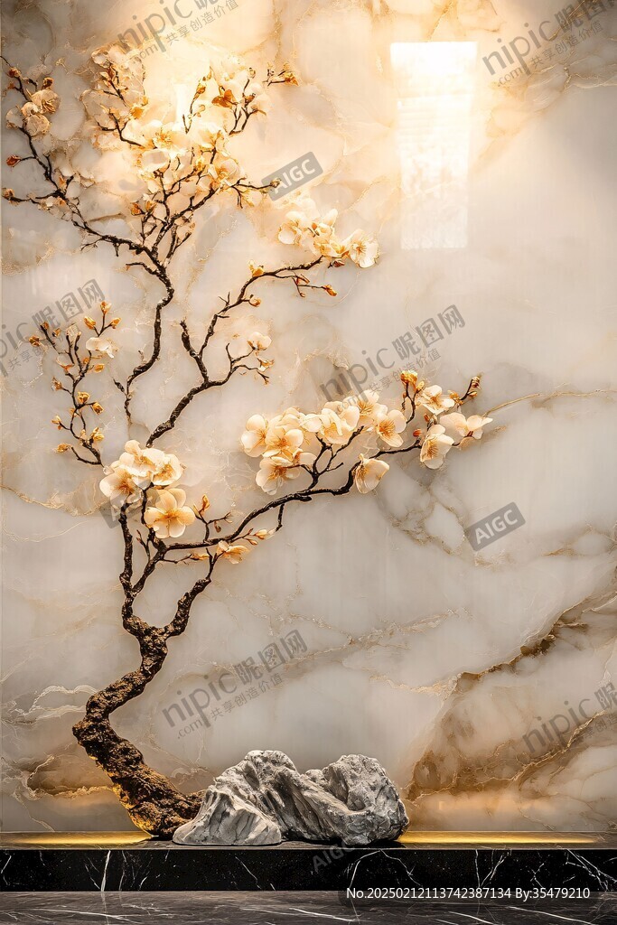 新中式大理石背景墙