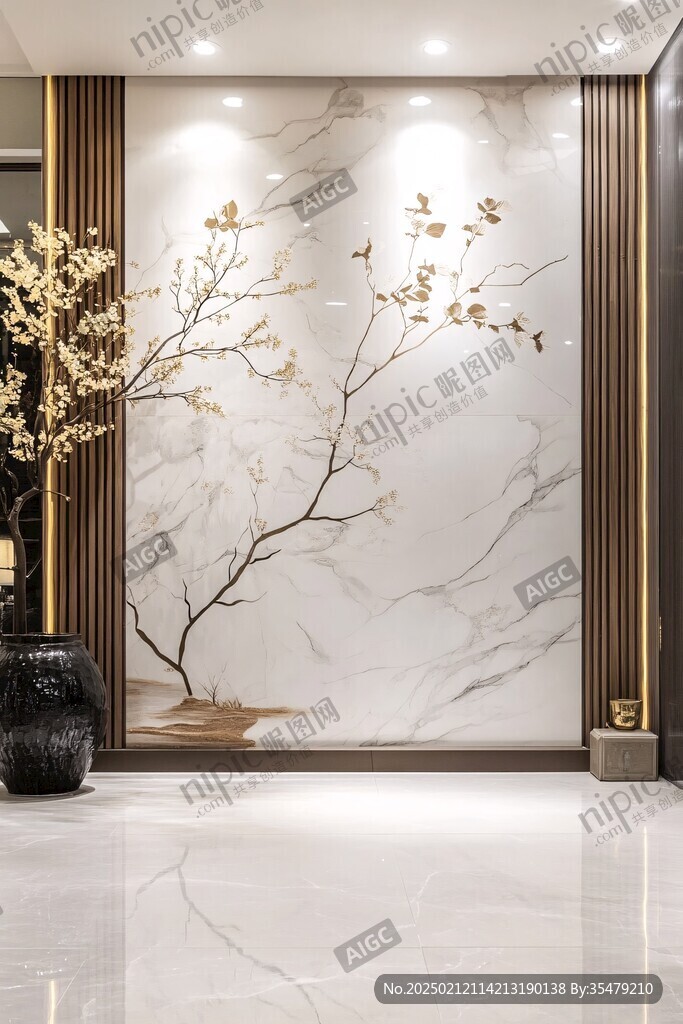 极简金箔石根线条对拼