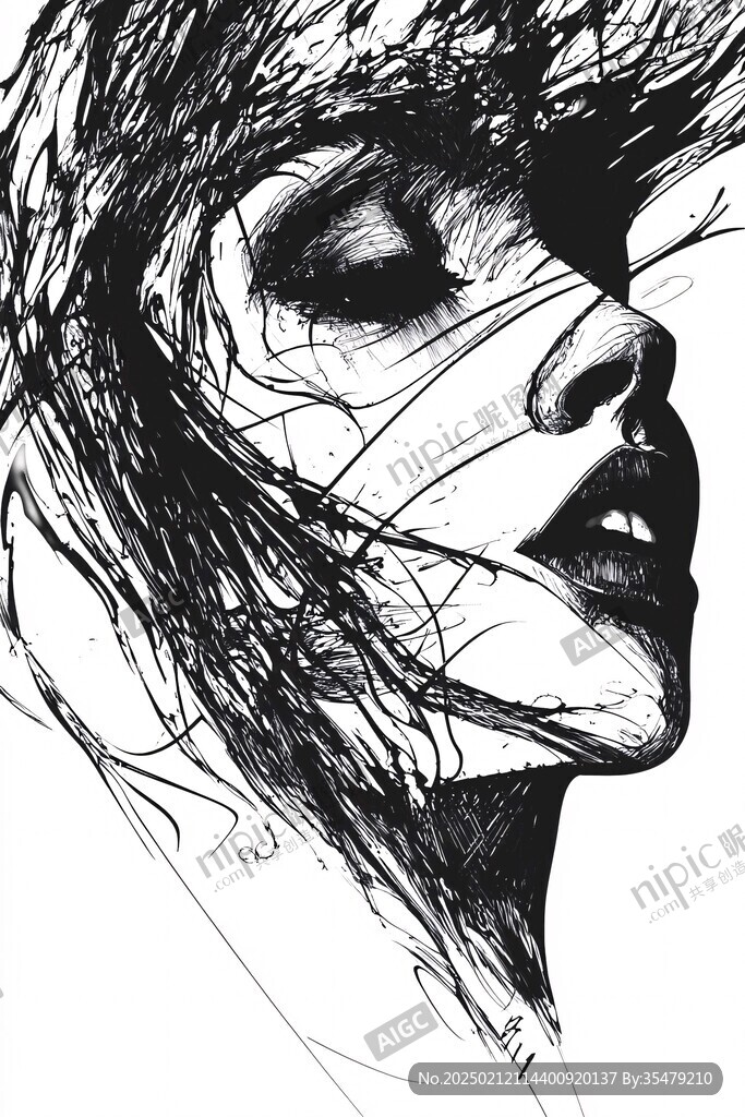 扭曲人像插画