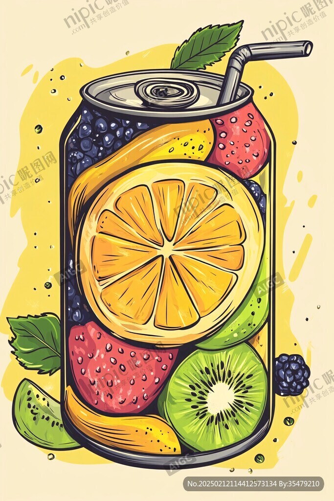 水果饮料插画