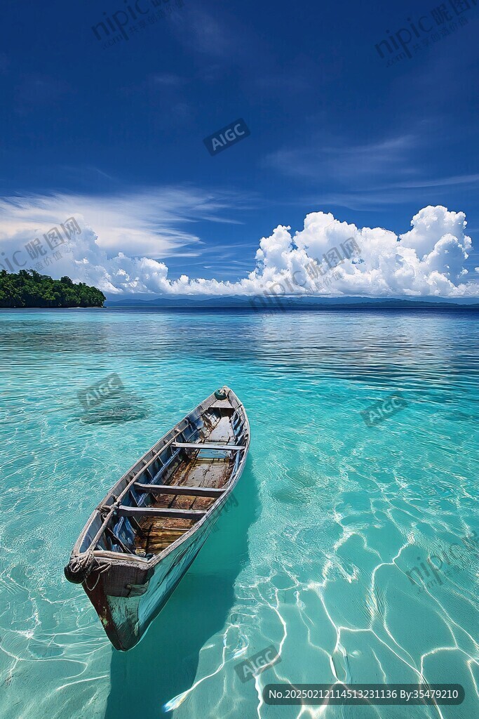蓝天碧海小舟