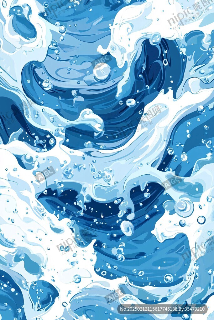 插画浪花
