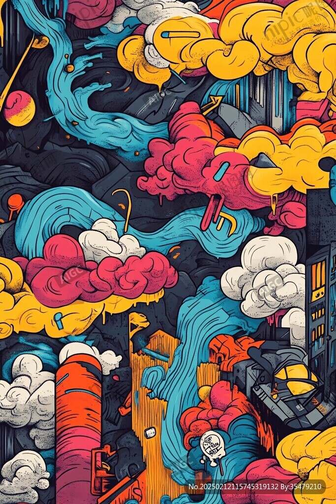 潮牌烟雾插画