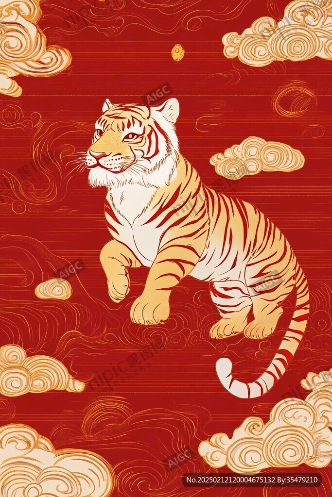 虎年吉祥猛虎下山新年