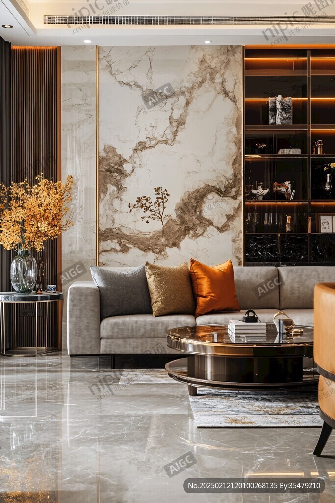 极简金箔石根线条对拼