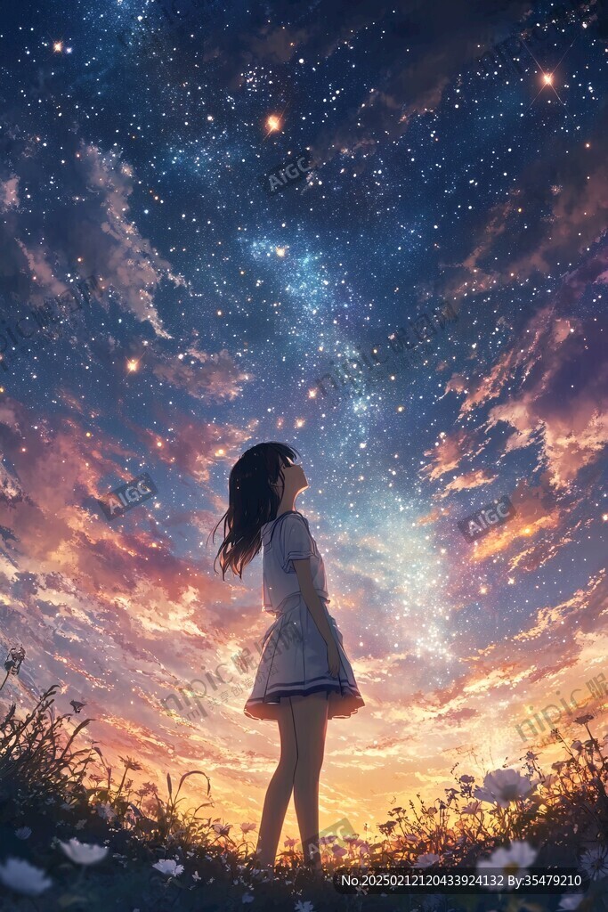 星辰大海女孩背影