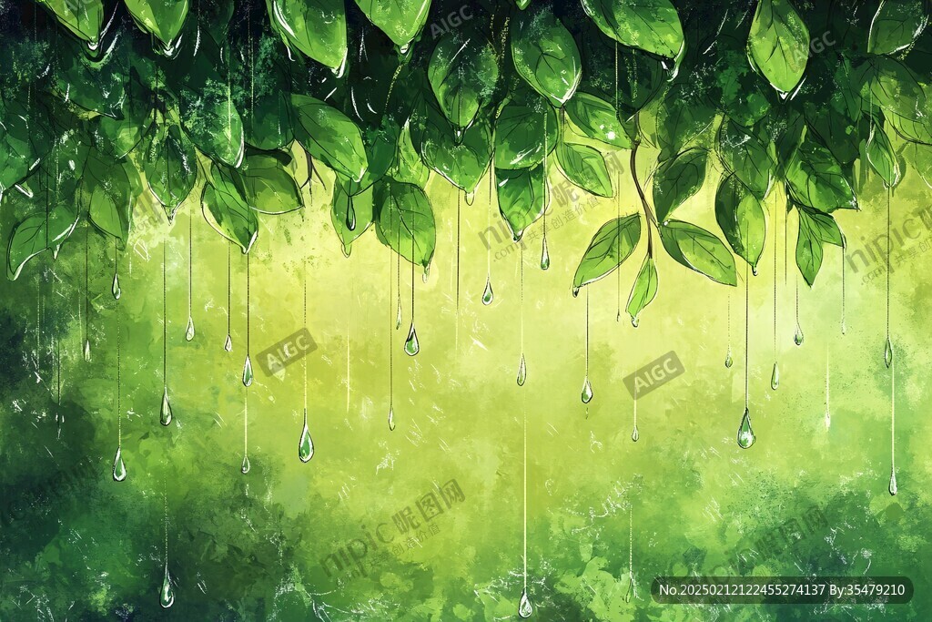 唯美绿叶植物背景