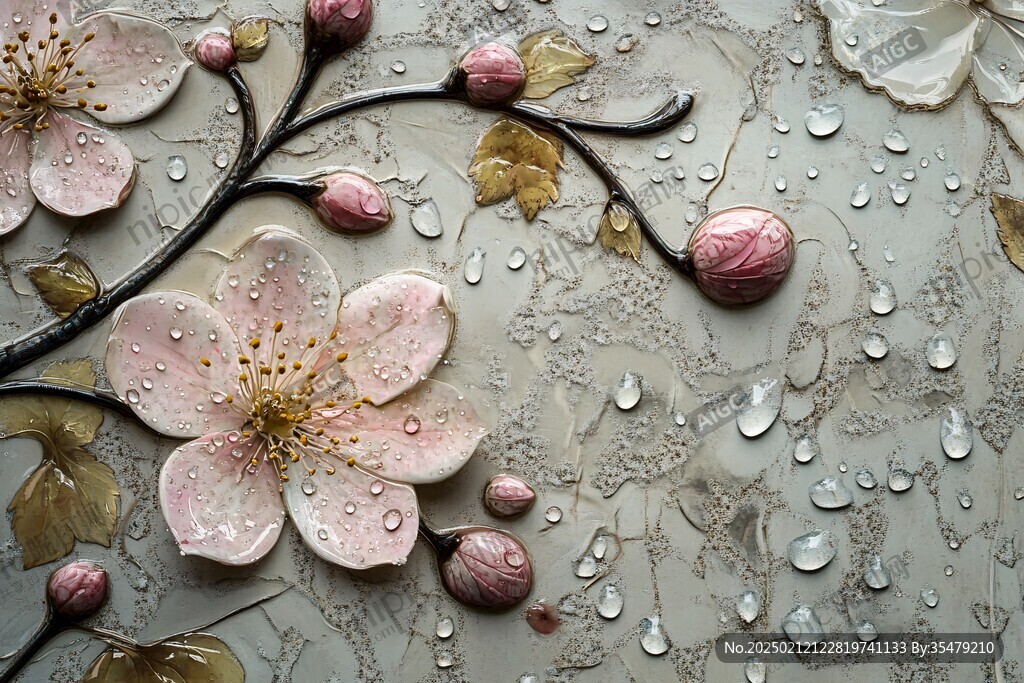 花瓣插画浮雕