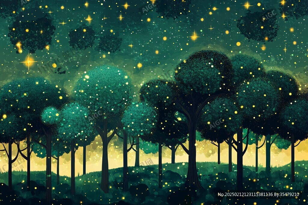 美好的夜晚插画