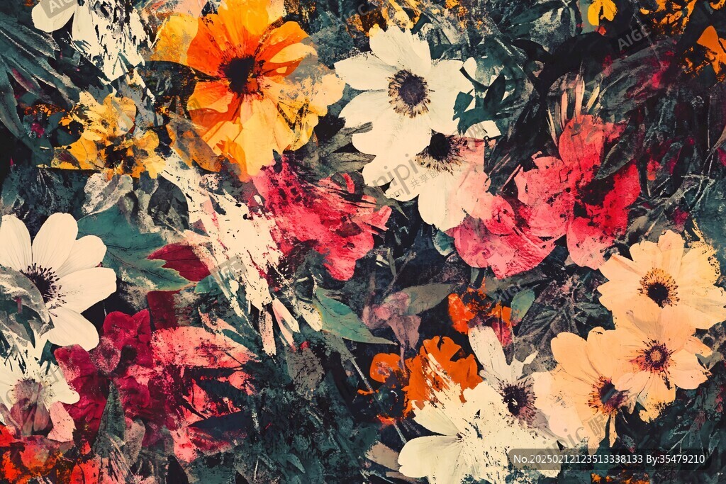 现代花满版花印花绣花