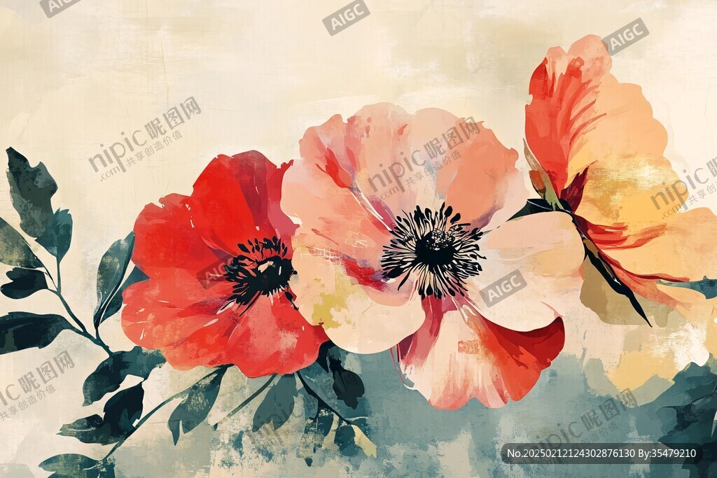 简约现代花卉油画